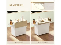 HOMCOM Kücheninsel mit Arbeitsplatte Spanplatte MDF Weiß 106L x 42B x 87H cm