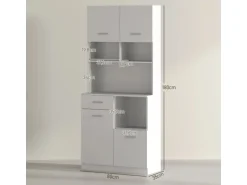 HOMCOM Küchenschrank  Hochschrank MDF Weiß 80L x 35B x 180H cm