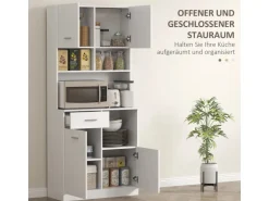 HOMCOM Küchenschrank  Hochschrank MDF Weiß 80L x 35B x 180H cm