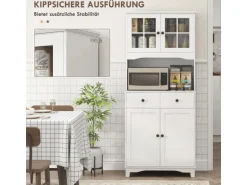 HOMCOM Küchenschrank Hochschrank Spanplatte Weiß 74,5L x 40B x 172H cm