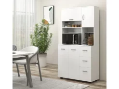 HOMCOM Küchenschrank MDF Spanplatte 89L x 39,5B x 168H cm Weiß
