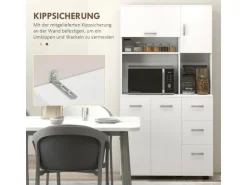 HOMCOM Küchenschrank MDF Spanplatte 89L x 39,5B x 168H cm Weiß