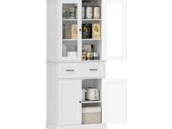 HOMCOM Küchenschrank  MDF Spanplatte Cremeweiß 76L x 40B x 182,5H cm