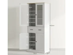 HOMCOM Küchenschrank  MDF Spanplatte Cremeweiß 76L x 40B x 182,5H cm