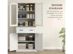 HOMCOM Küchenschrank  MDF Spanplatte Cremeweiß 76L x 40B x 182,5H cm