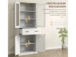 HOMCOM Küchenschrank  MDF Spanplatte Cremeweiß 76L x 40B x 182,5H cm