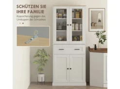 HOMCOM Küchenschrank  MDF Spanplatte Cremeweiß 76L x 40B x 182,5H cm
