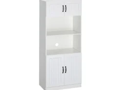 HOMCOM Küchenschrank mit 2 Regalen 2 Schränken Verstellbaren Anti-Kipp-Gurt Weiß