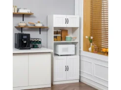 HOMCOM Küchenschrank mit 2 Regalen 2 Schränken Verstellbaren Anti-Kipp-Gurt Weiß