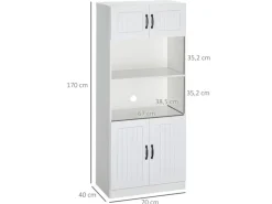 HOMCOM Küchenschrank mit 2 Regalen 2 Schränken Verstellbaren Anti-Kipp-Gurt Weiß