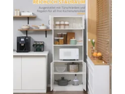 HOMCOM Küchenschrank mit 2 Regalen 2 Schränken Verstellbaren Anti-Kipp-Gurt Weiß