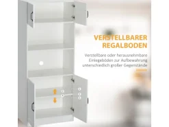 HOMCOM Küchenschrank mit 2 Regalen 2 Schränken Verstellbaren Anti-Kipp-Gurt Weiß