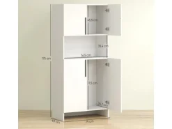 HOMCOM Küchenschrank Spanlatte 79L x 40B x 175H cm Weiß