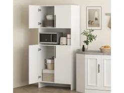 HOMCOM Küchenschrank Spanlatte 79L x 40B x 175H cm Weiß