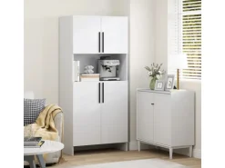 HOMCOM Küchenschrank Spanlatte 79L x 40B x 175H cm Weiß