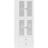 HOMCOM Küchenschrank Spanplatte Glas 59L x 30B x 170H cm Weiß