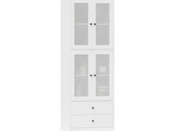 HOMCOM Küchenschrank Spanplatte Glas 59L x 30B x 170H cm Weiß