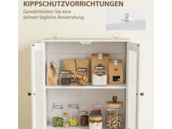 HOMCOM Küchenschrank Spanplatte Glas 59L x 30B x 170H cm Weiß