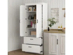 HOMCOM Küchenschrank Spanplatte MDF 75L x 39B x 178H cm Cremeweiß