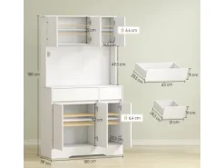 HOMCOM Küchenschrank Spanplatte MDF 100L x 38B x 180H cm Weiß