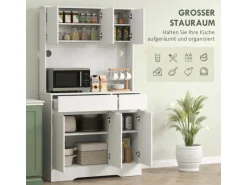 HOMCOM Küchenschrank Spanplatte MDF 100L x 38B x 180H cm Weiß