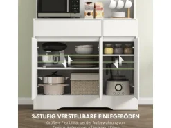 HOMCOM Küchenschrank Spanplatte MDF 100L x 38B x 180H cm Weiß