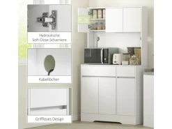 HOMCOM Küchenschrank Spanplatte MDF 100L x 38B x 180H cm Weiß