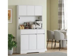 HOMCOM Küchenschrank Spanplatte MDF 100L x 38B x 180H cm Weiß