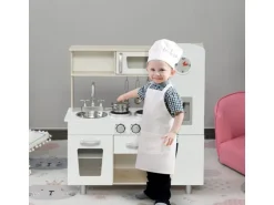 HOMCOM Küchenspielzeug Traumküche Kiefer MDF Weiß 74L x 30B x 81H cm