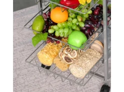 HOMCOM Küchenwagen 4 Ebenen Küchenregal Stahl MDF Silber L36,5 x B36,5 x H89 cm