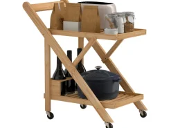 HOMCOM Küchenwagen mit Arbeitsplatte Bambus Naturholz 66L x 40B x 70H cm