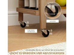 HOMCOM Küchenwagen mit Arbeitsplatte Bambus Naturholz 66L x 40B x 70H cm