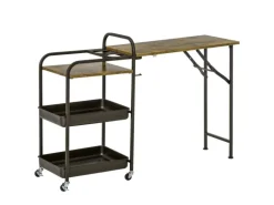 HOMCOM Küchenwagen mit Klappbarer Tischplatte Rustikal-Braun 118 x 36,5 x 82cm