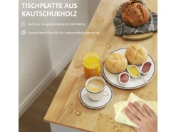 HOMCOM Küchenwagen Spanplatte Gummiholz Eiche 107L x 50B x 85H cm