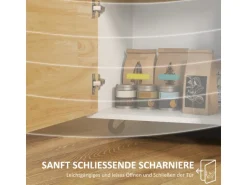 HOMCOM Küchenwagen Spanplatte Gummiholz Eiche 107L x 50B x 85H cm