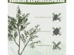 HOMCOM Künstlicher Olivenbaum Groß 180 cm Kunstpflanze Künstliche Pflanzen
