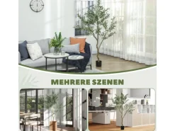 HOMCOM Künstlicher Olivenbaum Groß 180 cm Kunstpflanze Künstliche Pflanzen