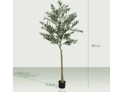 HOMCOM Künstlicher Olivenbaum Groß 180 cm Plastik Künstliche Pflanzen