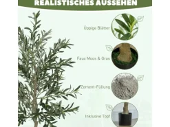 HOMCOM Künstlicher Olivenbaum Groß 180 cm Plastik Künstliche Pflanzen