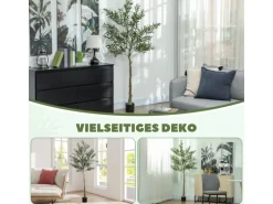 HOMCOM Künstlicher Olivenbaum Groß 180 cm Plastik Künstliche Pflanzen
