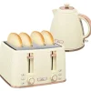 HOMCOM Kocher-Toaster-Set Kunststoff Stahl 24,2L x 19,5B x 23,4H cm Beige