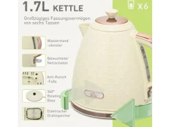 HOMCOM Kocher-Toaster-Set Kunststoff Stahl 24,2L x 19,5B x 23,4H cm Beige