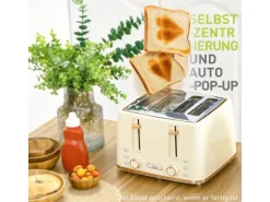 HOMCOM Kocher-Toaster-Set Kunststoff Stahl 24,2L x 19,5B x 23,4H cm Beige