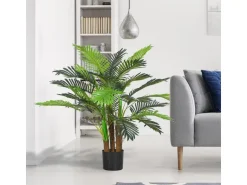 HOMCOM Kunstpflanze mit 27 Zweige Kunststoff Zement  Ø16 x 100H cm