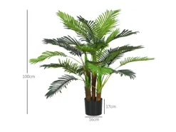 HOMCOM Kunstpflanze mit 27 Zweige Kunststoff Zement  Ø16 x 100H cm