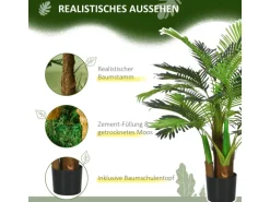 HOMCOM Kunstpflanze mit 27 Zweige Kunststoff Zement  Ø16 x 100H cm