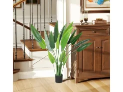 HOMCOM Kunstpflanze Plastik 18 Blätter 110 cm