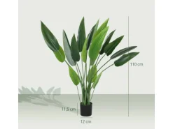 HOMCOM Kunstpflanze Plastik 18 Blätter 110 cm