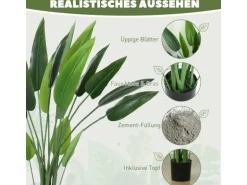 HOMCOM Kunstpflanze Plastik 18 Blätter 110 cm