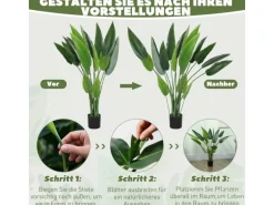 HOMCOM Kunstpflanze Plastik 18 Blätter 110 cm